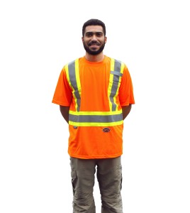 Orange traffic polyester t-shirt, CSA Z96-09, class 2 level 2