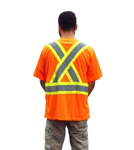 Orange traffic polyester t-shirt, CSA Z96-09, class 2 level 2