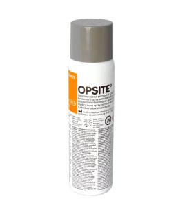 OpSite transparent spray-on dressing, 100 ml bottle.