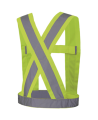 Hi-viz traffic sash, fluorescent yellow with retroreflective stripes, CSA Z96-15 class 1 level 2.