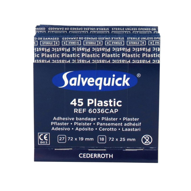 Recharge 45 pansements en plastique pour distributeur «Salvequick» (PS120).