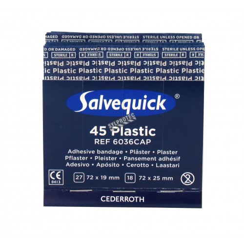 Recharge 45 pansements en plastique pour distributeur «Salvequick» (PS120).