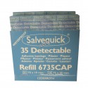 6 refills of 35 detectable blue plastic adhesive bandages for "Salvequick" bandage distributor (PS120).