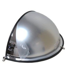 Acrylic half dome convex mirror, for 180-degree view in a T-intersection.