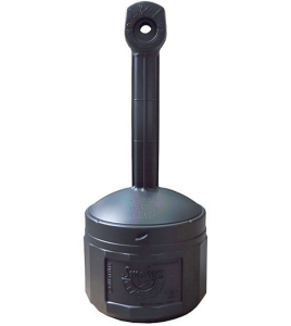 Smoker's Cease-Fire cigarette receptacle, black polyethylene with galvanized steel pail, capacity 4 US gal (15L). FM approved.