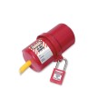 Lock for 220 and 550 Volt electric plug. Rotary lockout device for electrical plugs.