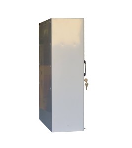 Wall-mounted metal first aid cabinet with acrylic door panel and lock with 2 keys.