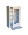 Wall-mounted metal first aid cabinet with acrylic door panel and lock with 2 keys.