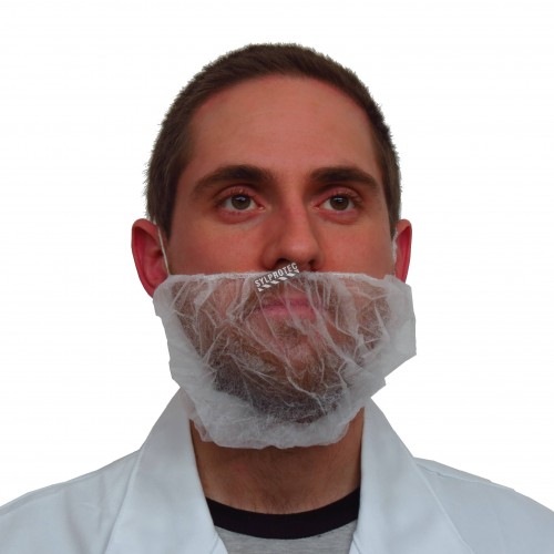 Beard net, white mesh (100/pkg).