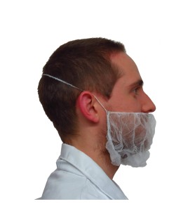 Beard net, white mesh (100/pkg).