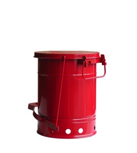 Container for oily or solvent-soaked rags, 6 gallons, with pedal, FM, UL, OSHA approuved.