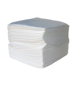 Hydrocarbon absorbent pads, 100 pads by box, absorb 74 oz. per pad. Dimensions: 16 in. X 20 in. X 3/8 in.  