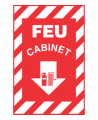 Affiche d’urgence et d’incendie «Feu Cabinet» en divers formats, matériaux, langues & éléments optionnels