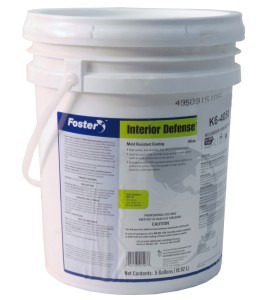 Foster Interior Defense 40-50 mold-resistant coating with IPBC fungicide & metal oxides for mold control & prevention. 5 gal US.