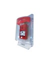 Clear water-resistant polycarbonate cover for  manual fire alarm pull station.