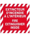 Bilingual self-adhesive vinyl "Extincteur d'incendie à l'intérieur Fire extinguisher inside" fire safety sign