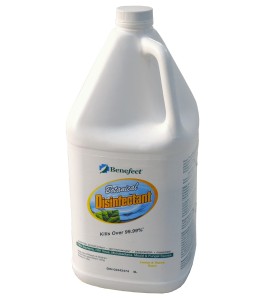 Benefect ecofriendly broad spectrum disinfectant with thyme oil, effective against mold, bacteria & viruses. 1 gal US bottle.