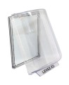 Universal Stopper® clear polycarbonate cover without a horn, but with French labelling for flush mounted manual pull stations