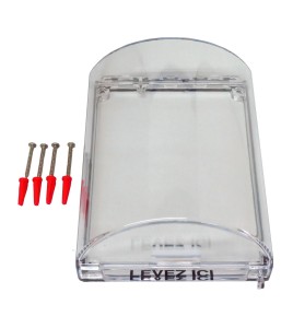 Universal Stopper® clear polycarbonate cover without a horn, but with French labelling for flush mounted manual pull stations