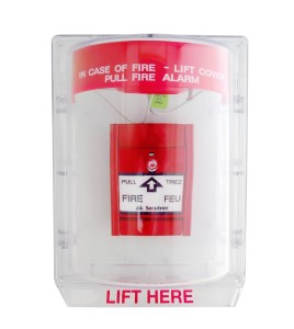 Couvercle Stopper II avec alarme locale et instructions en anglais pour station manuelle d'alarme incendie en surface