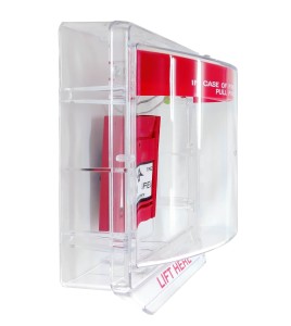 Couvercle Stopper II avec alarme locale et instructions en anglais pour station manuelle d'alarme incendie en surface