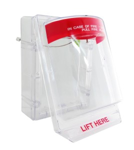 Couvercle Stopper II avec alarme locale et instructions en anglais pour station manuelle d'alarme incendie en surface