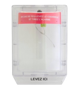 Couvercle Stopper II avec alarme locale et instructions en français pour station manuelle d'alarme incendie en surface