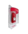 Stopper II® clear polycarbonate cover without a horn, but with English labelling for flush mounted manual pull stations