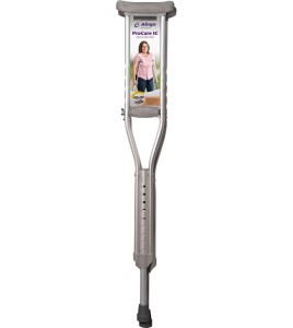 Béquilles ProCare IC de Airgo en aluminium pour adultes, avec poignées rembourrées. Ajustables de 112 à 132 cm.