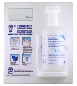 Wall-mounted kit for emergency eye wash, 1 liter.