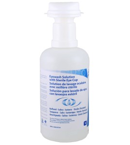 Wall-mounted kit for emergency eye wash, 1 liter.