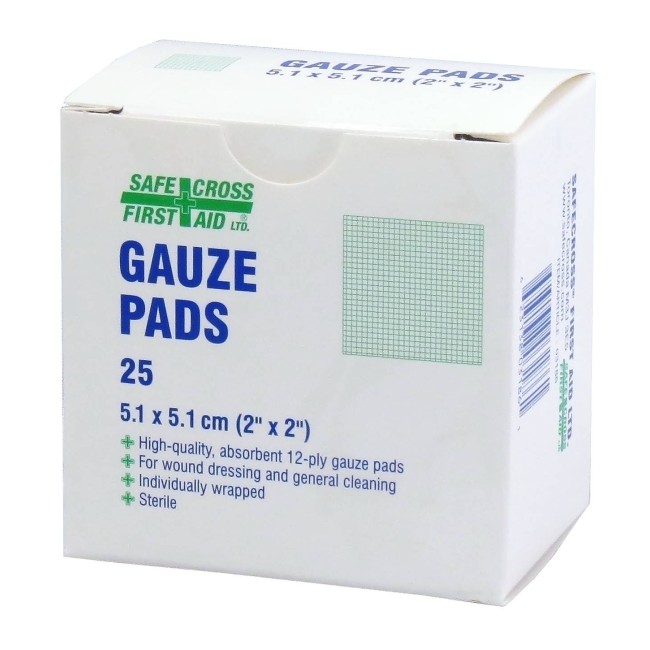 Tampons de gaze stériles, 2 x 2 po, 25/bte.