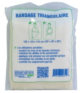 Bandage triangulaire en coton, 40 x 56 po, vendu à l'unité.