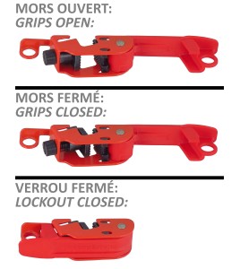 Master Lock Grip Tight 493B circuit breaker lockout, for most single and double breakers