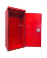 Surface-mounted outdoors steel fire cabinet for 10 lbs extinguishers.