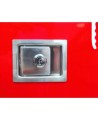 Surface-mounted outdoors steel fire cabinet for 10 lbs extinguishers.