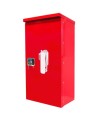 Surface-mounted outdoors steel fire cabinet for 30 lbs extinguishers.