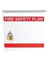 Steel box safety plan13 3/8 in W X 13 3/8 in H X 4 1/4 in. Fire safety plan box is made 18 gauge.