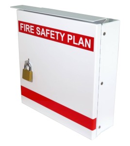 Boìte pour plan d'urgence 13 3/8 po L X 13 3/8 po H X 4 1/4 po P. Boîtier en acier sécuritaire et résistant aux intempéries. 