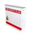 Steel box safety plan13 3/8 in W X 13 3/8 in H X 4 1/4 in. Fire safety plan box is made 18 gauge.