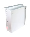 Steel box safety plan13 3/8 in W X 13 3/8 in H X 4 1/4 in. Fire safety plan box is made 18 gauge.