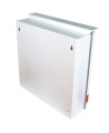 Steel box safety plan13 3/8 in W X 13 3/8 in H X 4 1/4 in. Fire safety plan box is made 18 gauge.