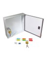 Steel box safety plan13 3/8 in W X 13 3/8 in H X 4 1/4 in. Fire safety plan box is made 18 gauge.