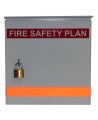 Steel box safety plan13 3/8 in W X 13 3/8 in H X 4 1/4 in. Fire safety plan box is made 18 gauge.