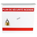 Steel box safety plan13 3/8 in W X 13 3/8 in H X 4 1/4 in. Fire safety plan box is made 18 gauge.