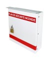 Steel box safety plan13 3/8 in W X 13 3/8 in H X 4 1/4 in. Fire safety plan box is made 18 gauge.