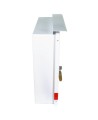 Steel box safety plan13 3/8 in W X 13 3/8 in H X 4 1/4 in. Fire safety plan box is made 18 gauge.