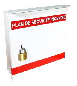 Boìte pour plan d'urgence 13 3/8 po L X 13 3/8 po H X 4 1/4 po P. Boîtier en acier sécuritaire et résistant aux intempéries. 