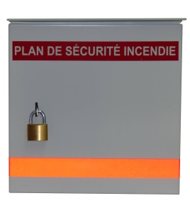 Boìte pour plan d'urgence 13 3/8 po L X 13 3/8 po H X 4 1/4 po P. Boîtier en acier sécuritaire et résistant aux intempéries. 