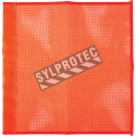 Hi-viz orange nylon traffic flags with dowel sleeve, 18 inches X 18 inches.